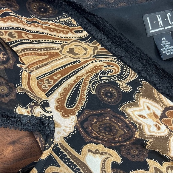 INC International Concepts Y2K Dress Silk Black & Brown Whimsigoth Fairy Grunge - Picture 11 of 13